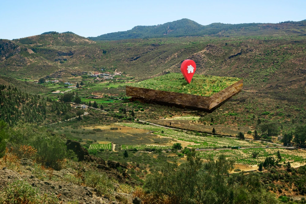 Terreno para invertir con marcador de ubicación