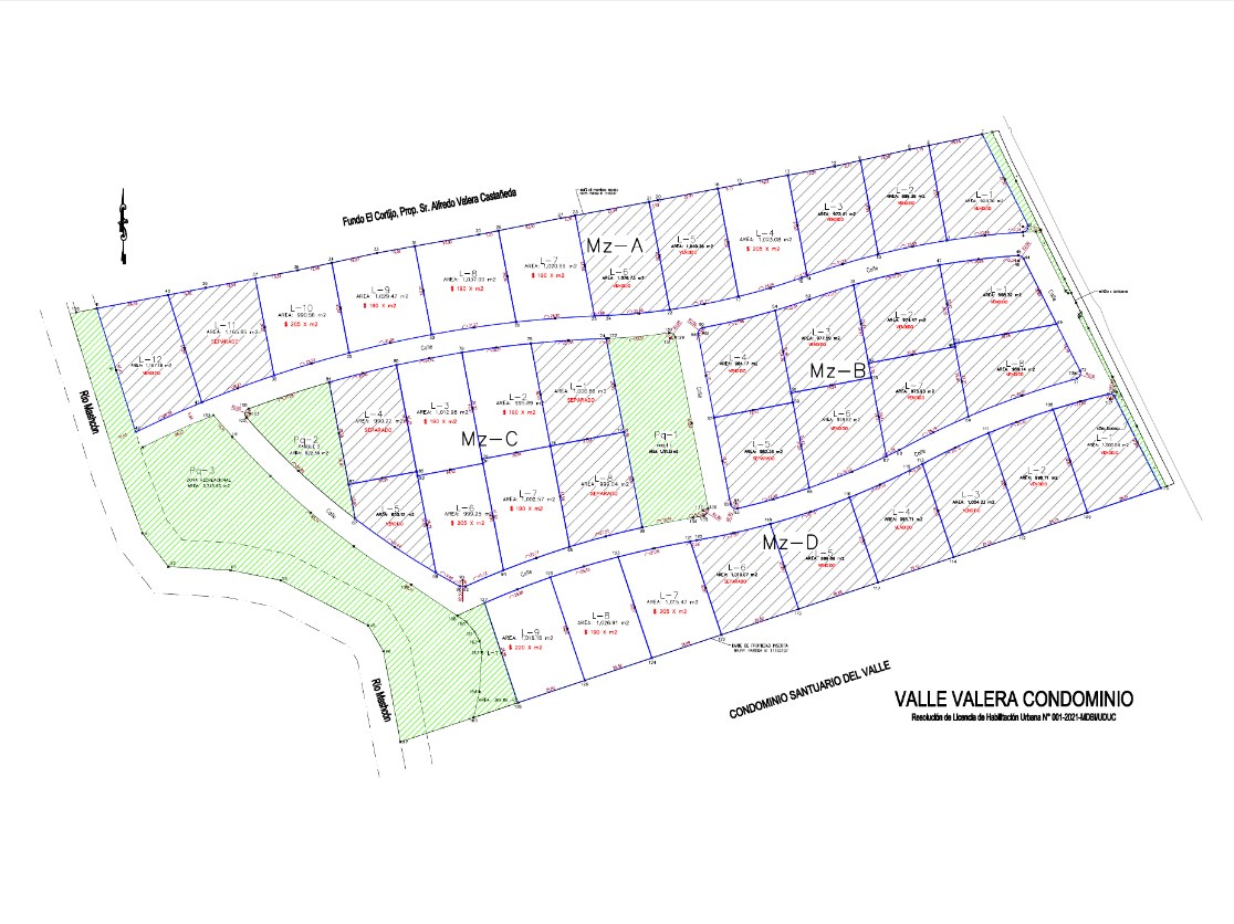 Plano de lotización del condominio Valle Valera